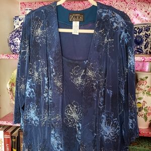 Alex Evenings Blue 2x Tank and Jacket set
